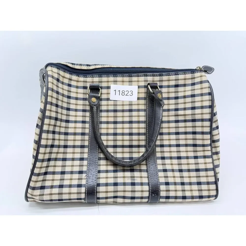 Vintage Toledano Plaid Duffle Bag Double Handle Travel Luggage Made in Korea